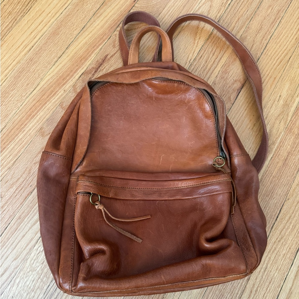 Madewell Lorimer Tan Leather Backpack